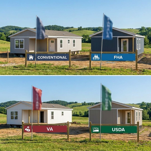 modular home financing Illinois - conventional FHA VA USDA comparison